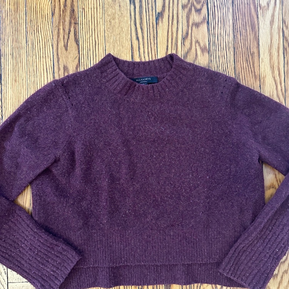 All Saints Women's Burgundy Crewneck Sweater